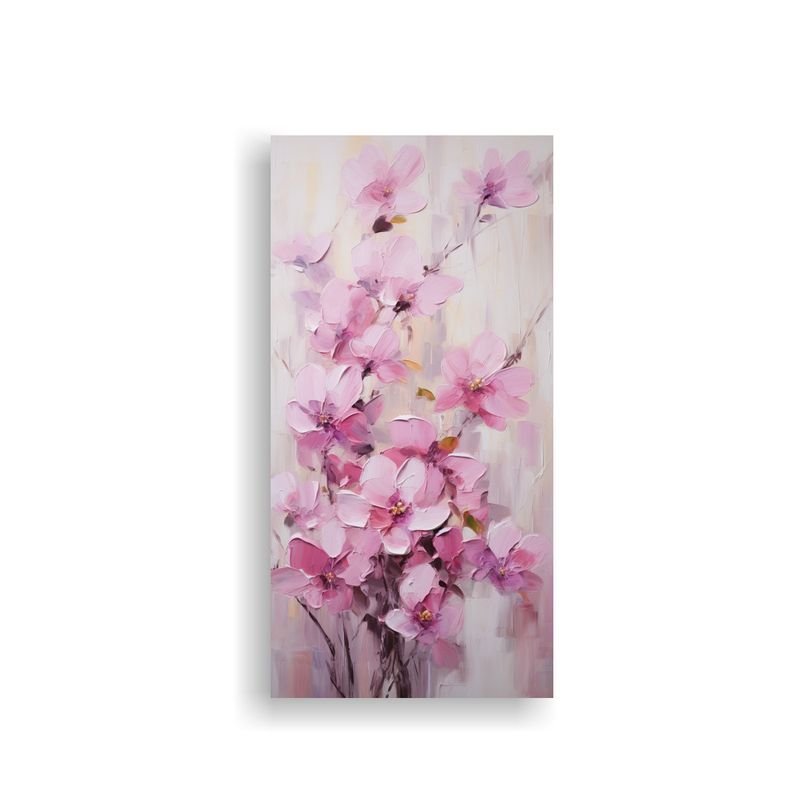 GENERICO - Cuadro De Flores Rosas En Lienzo Inspiración 50x100 Cm