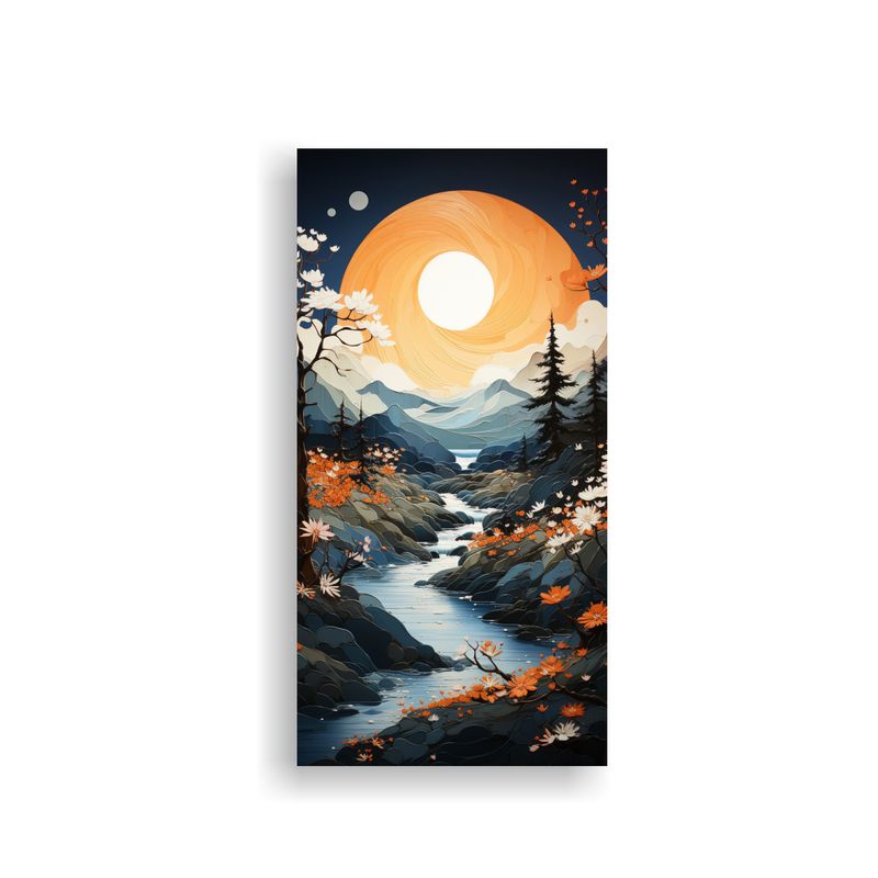GENERICO - Cuadro Moderno Paisaje Montañoso Con Estilo 70x140 Cm