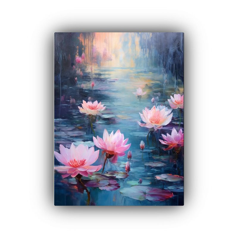 GENERICO - Cuadro De Flores Rosas Y Agua Morada En El Baño 80x120 Cm