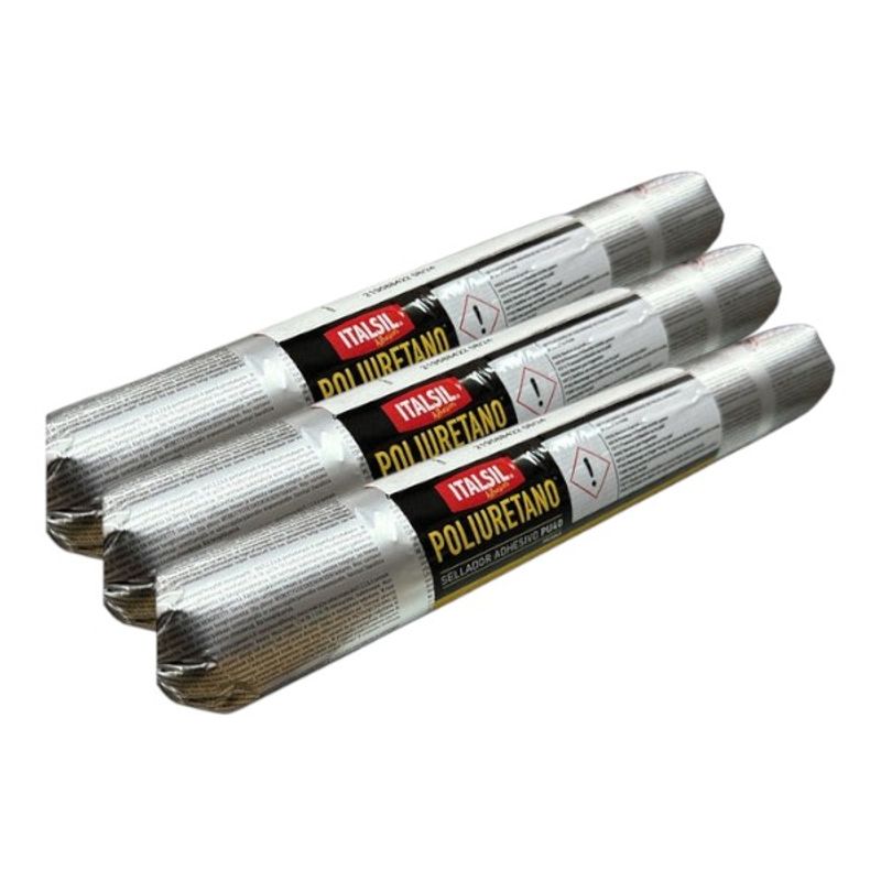 GENERICO - Pack x3 Sello Pate Poliuretano PU40 ITALSIL 600ml GRIS