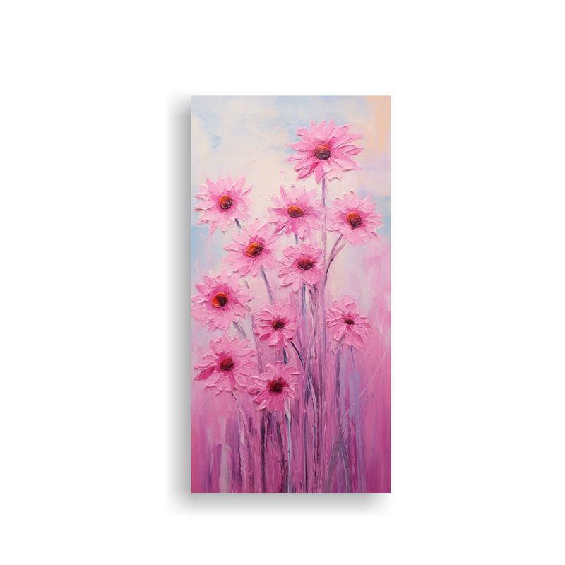 GENERICO - Cuadro Dibujo Armonía De Girasoles Rosados En 70x140 Cm