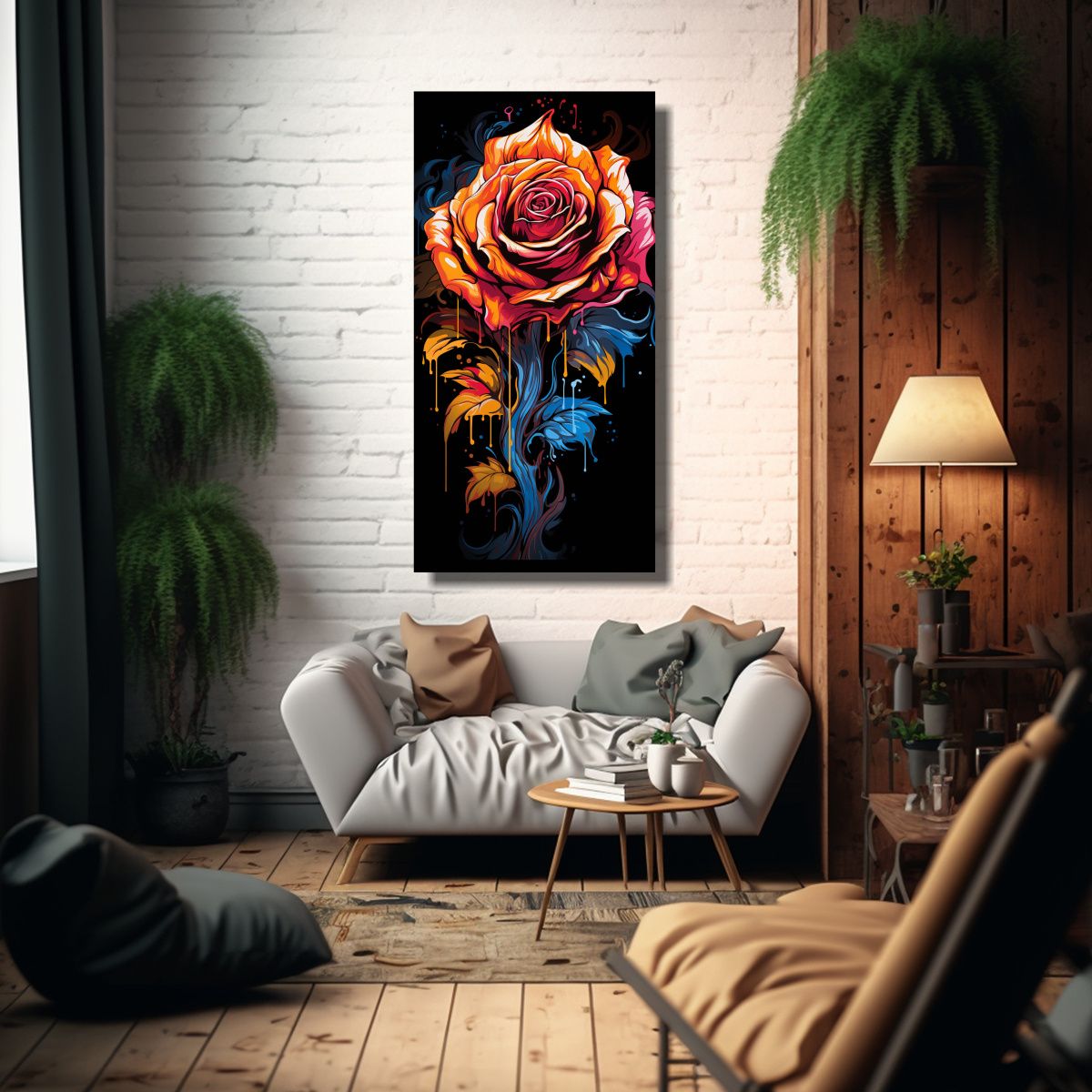 GENERICO - Cuadro Cuadro Diseña Una Rosa Estilo Graffiti 50x100 Cm