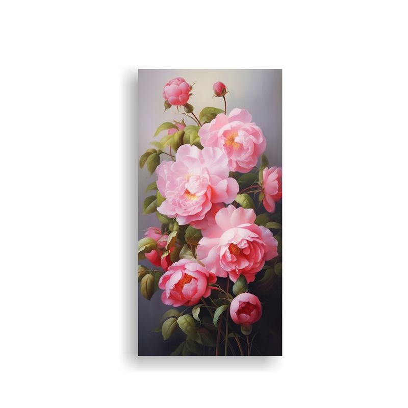 GENERICO - Cuadro Moderno Con Peonias Rosadas Para Decorar 20x40 Cm