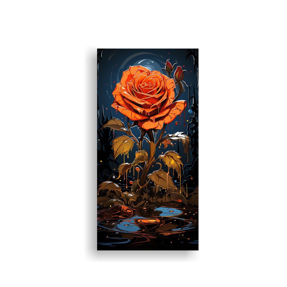 GENERICO - Cuadro Lienzo Original A Melting Rose Estilo Plano 50x100 Cm