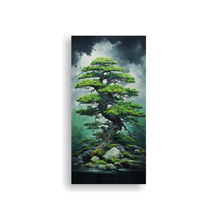 GENERICO - Cuadro En Bastidor Árbol De Bonsái De Abeto 50x100 Cm