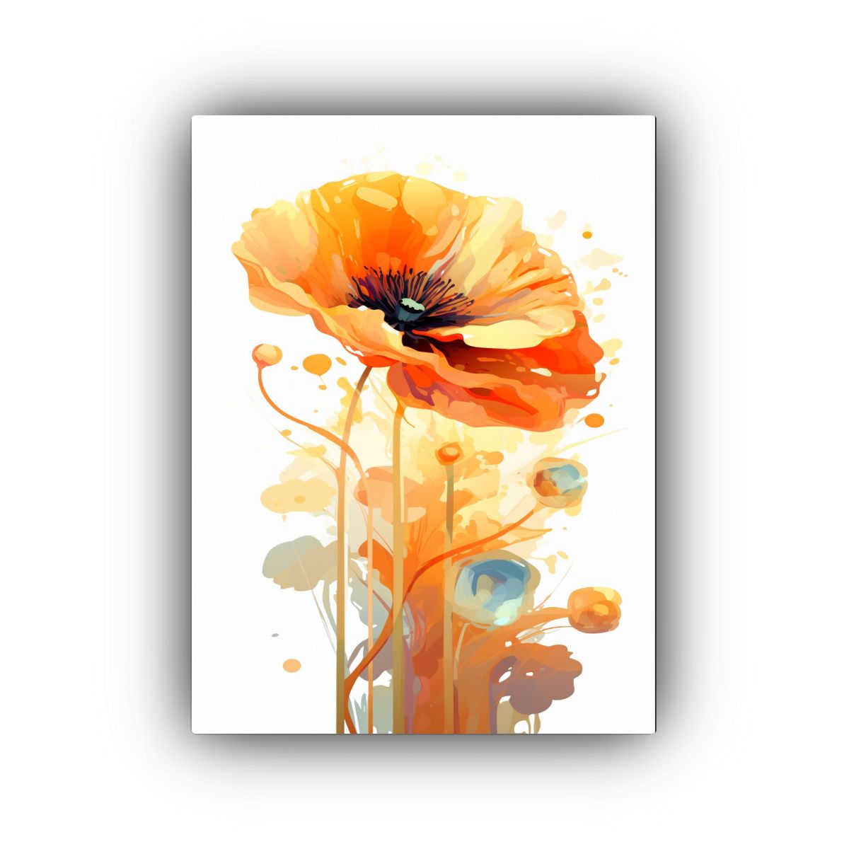 GENERICO - Arte De Pared Flor De Amapola Naranja Lienzo 80x120 Cm