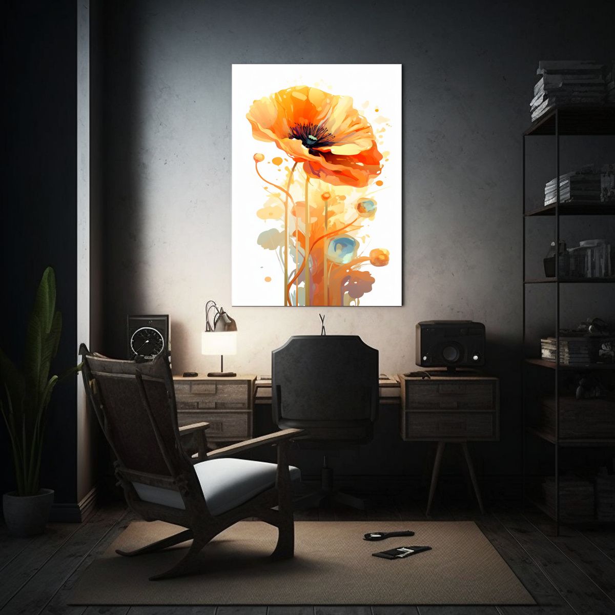 GENERICO - Arte De Pared Flor De Amapola Naranja Lienzo 80x120 Cm