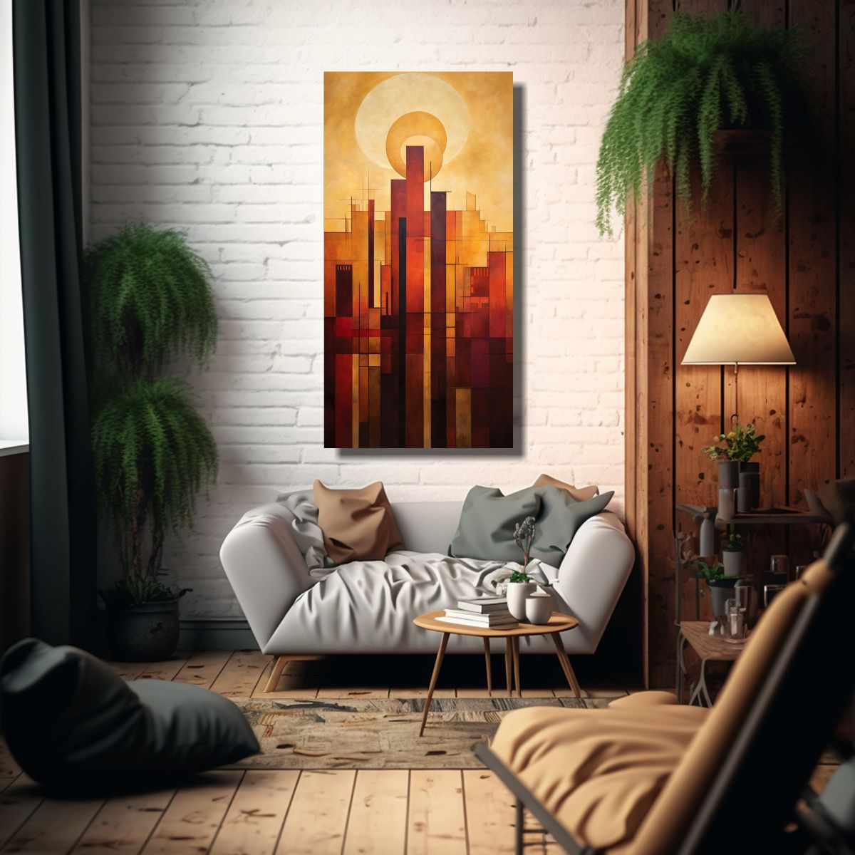 GENERICO - Paisaje Urbano Al Amanecer Representación 40x80 Cm