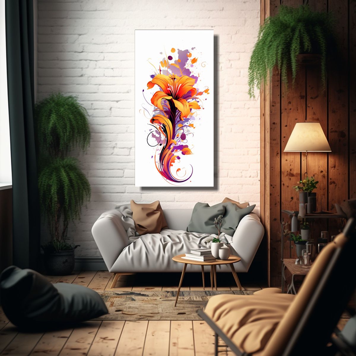 GENERICO - Ilustración Vectorial Elegante De Un Lirio 50x100 Cm