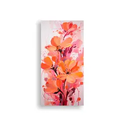 GENERICO - Lienzo Tela Artesanal Naranja Y Rosa Estilo 20x40 Cm