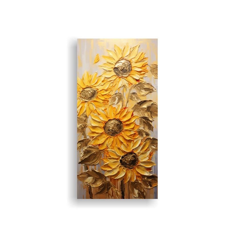 GENERICO - Pintura En Lienzo De Girasoles Dorados Arte Y 60x120 Cm
