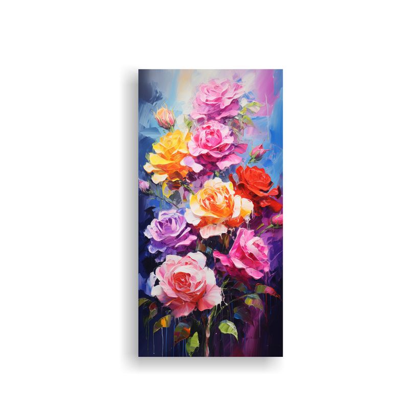 GENERICO - Cuadro Abstracción Intenso Con Rosas De Colores 20x40 Cm