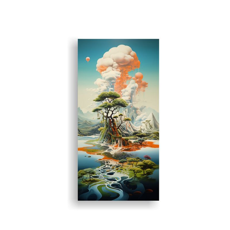 GENERICO - Cuadro De Arte Surrealista Con Islas Flotantes 50x100 Cm