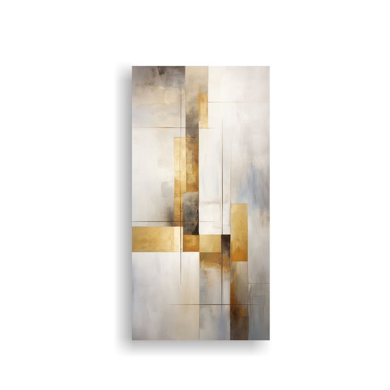 GENERICO - Cuadros Abstractos Tela Elegancia Blanco Dorado 60x120 Cm
