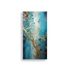 GENERICO - Cuadro Decorativo Mágico En Turquesa Y Dorado 60x120 Cm