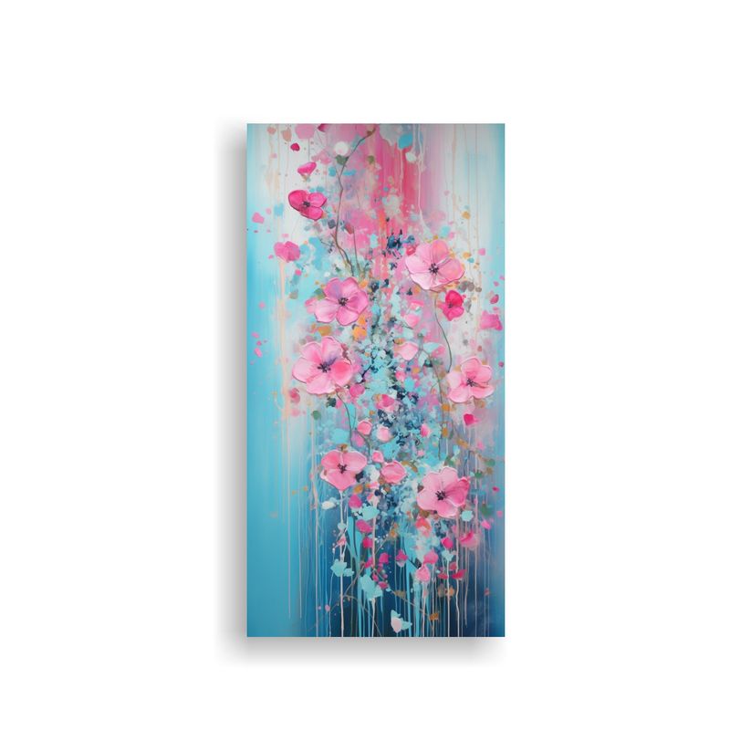 GENERICO - Pintura Espectacular En Turquesa Y Rosa Estilo Dr 70x140 Cm