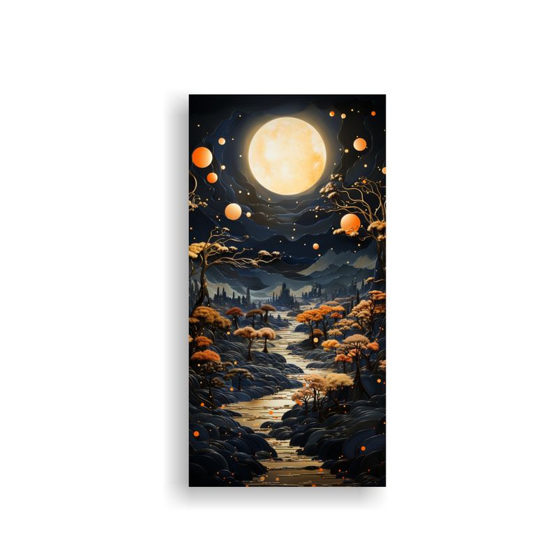 GENERICO - Pintura Decorativa Montaña Nocturna Paisaje 40x80 Cm