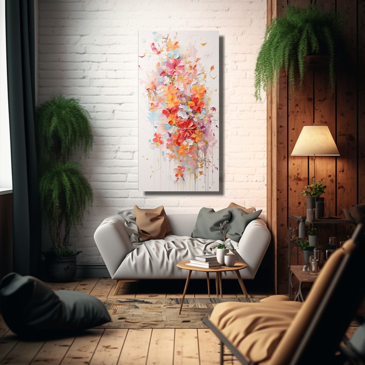 GENERICO - Cuadro En Bastidor Armonía Cromática Pintura 70x140 Cm