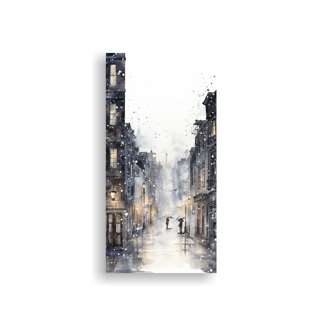 GENERICO - Cuadro De Acuarela De Una Escena Urbana 30x60 Cm