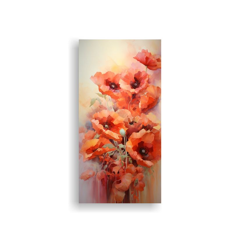 GENERICO - Cuadro Abstracto De Amapolas Pintura Al óleo 50x100 Cm