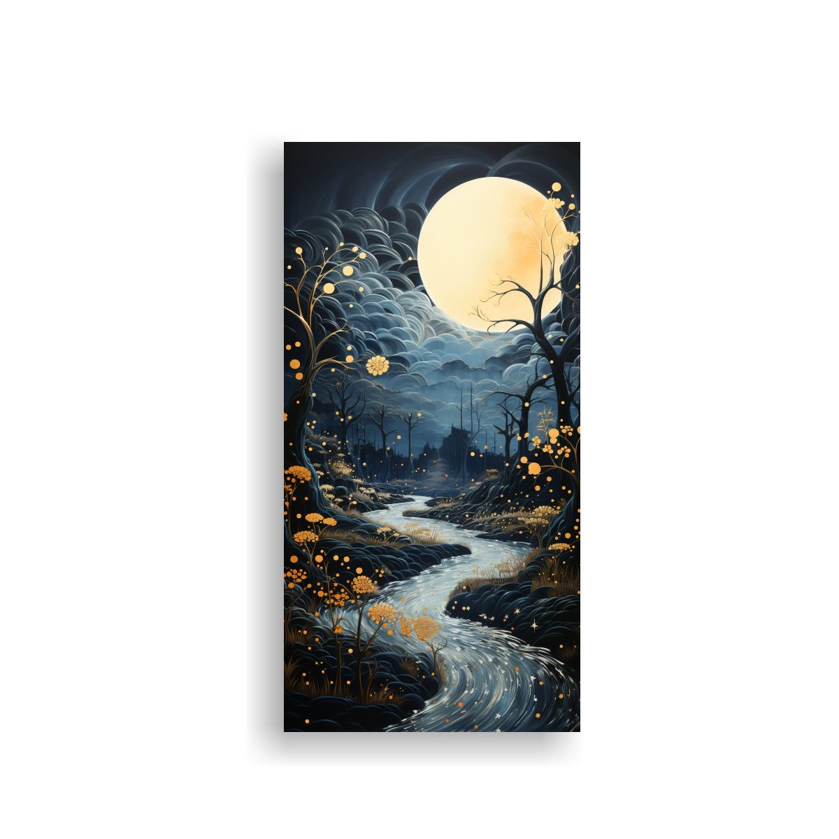 GENERICO - Cuadro Minimalista Moderno Con Luna Y Montañas 20x40 Cm