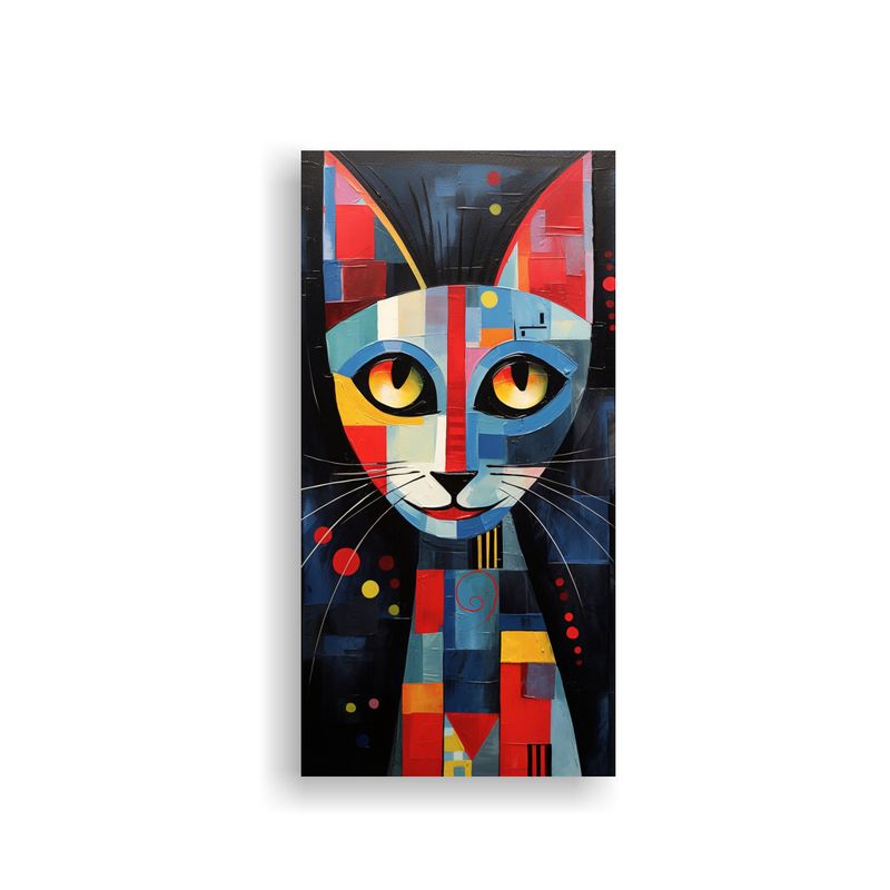 GENERICO - Cuadro Gato Abstracto En Bastidor Vertical 60x120 Cm