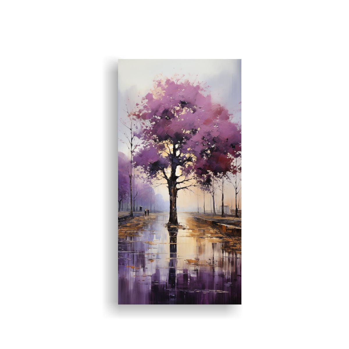 GENERICO - Cuadro Lienzo Abstracto Colores árboles Plateado 50x100 Cm