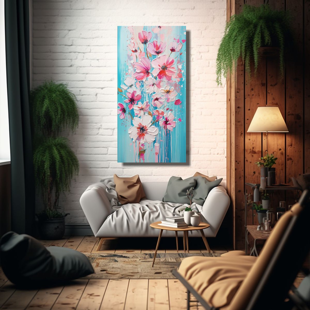 GENERICO - Pintura Acrílica Vintage En Fondo Blanco 60x120 Cm