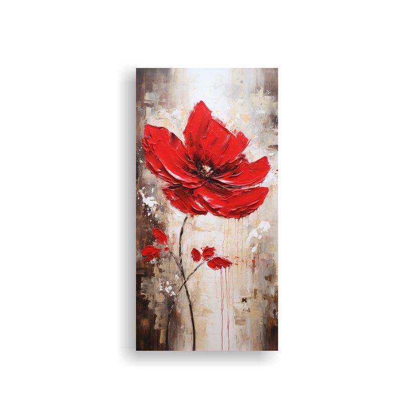 GENERICO - Cuadro De Flores Rojas En Lienzo En El Estilo De 60x120 Cm