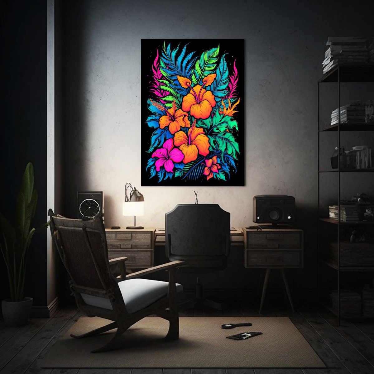 GENERICO - Pintura Neón Con Diseño Intenso De Lienzo 80x120 Cm