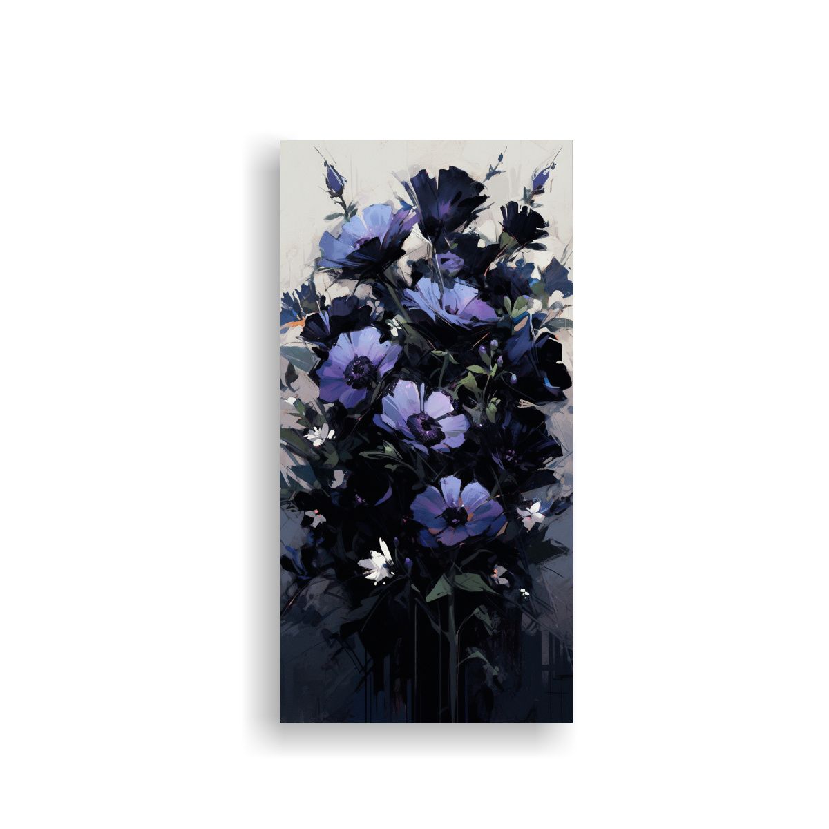 GENERICO - Cuadro Intenso Con Flores Moradas Y Negras En 30x60 Cm