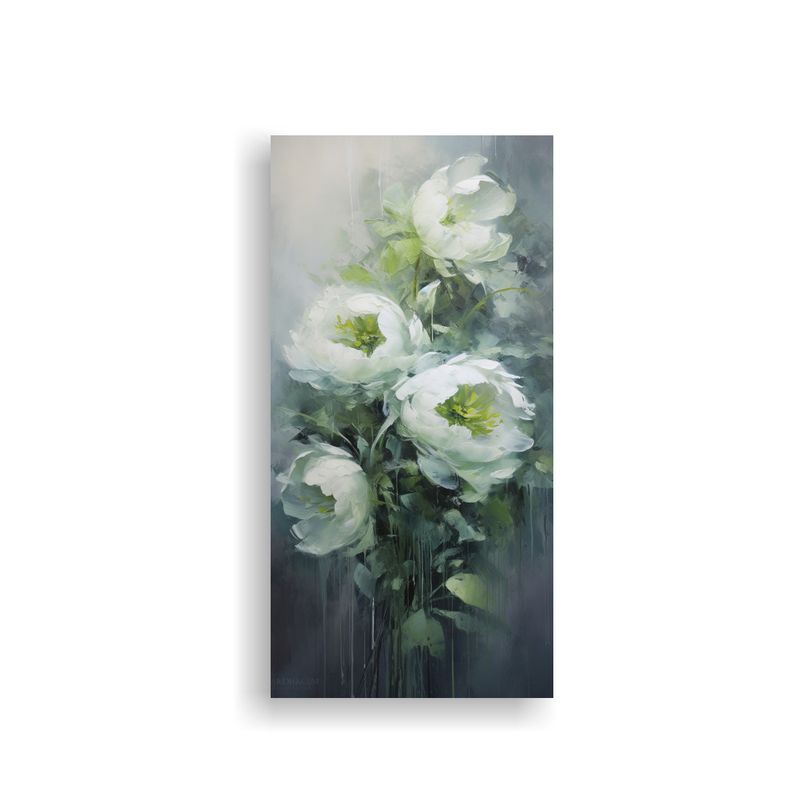 GENERICO - Cuadro Tela Canvas Green PEONIES Estilo Decorativo 40x80 Cm