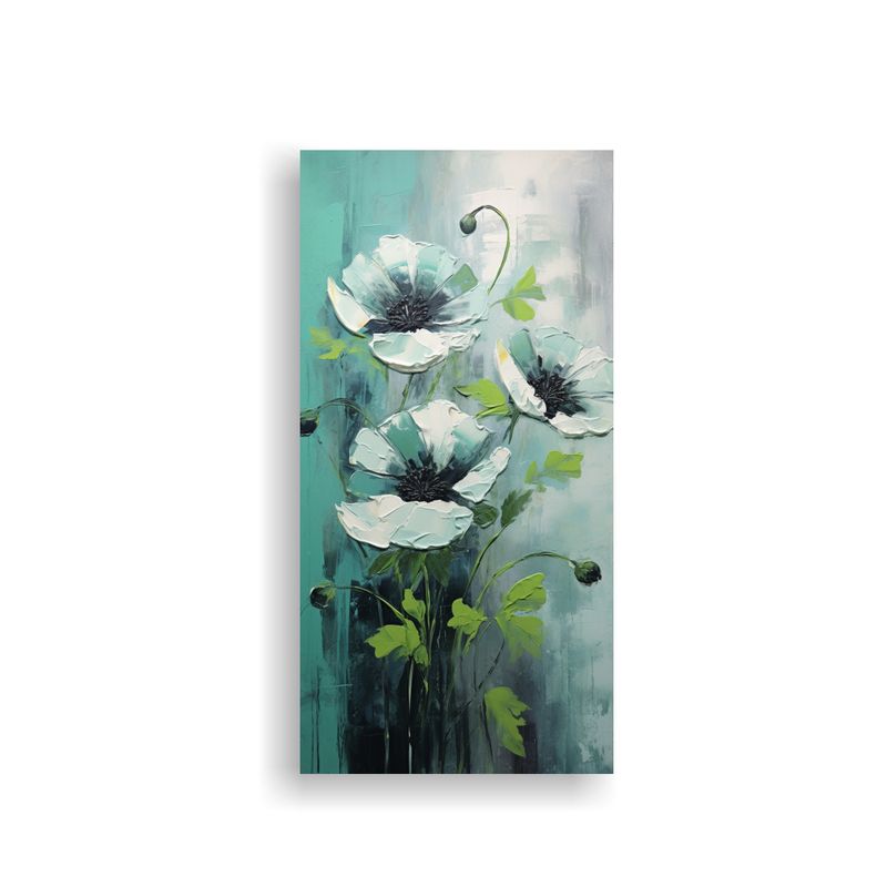 GENERICO - Pintura En Lienzo Para Decoración Floral Verde Y 20x40 Cm