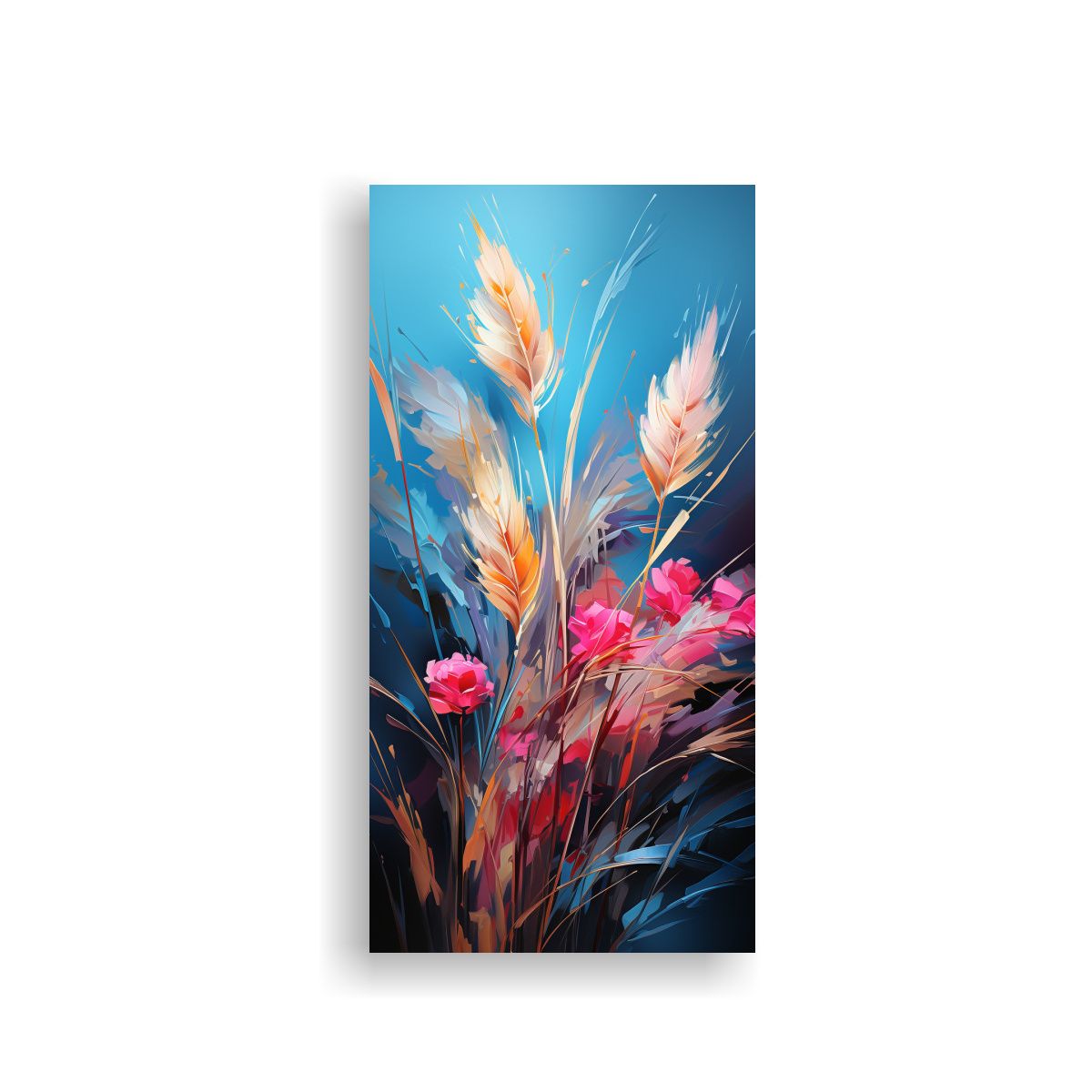 GENERICO - Arte De Pared Vintage Pampas Grass En Turquesa Y 30x60 Cm