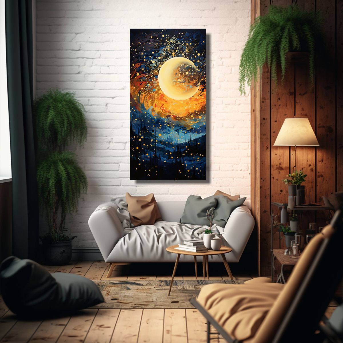 GENERICO - Cuadro Abstracto De Luna Creciente Para 30x60 Cm