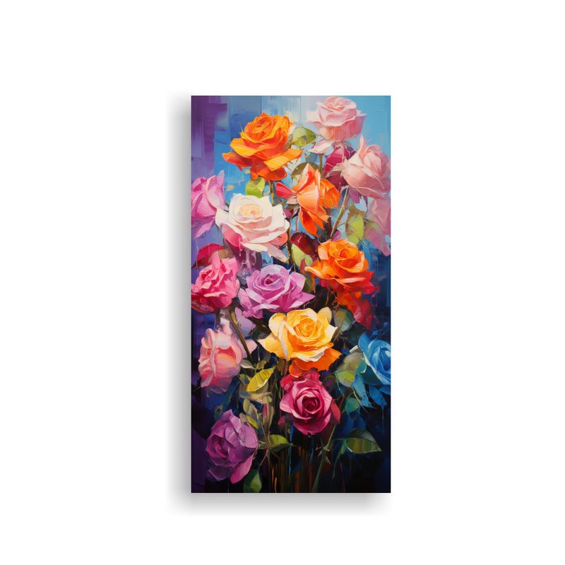 GENERICO - Cuadro Moderno Armonía Cromática Con Rosas En 20x40 Cm