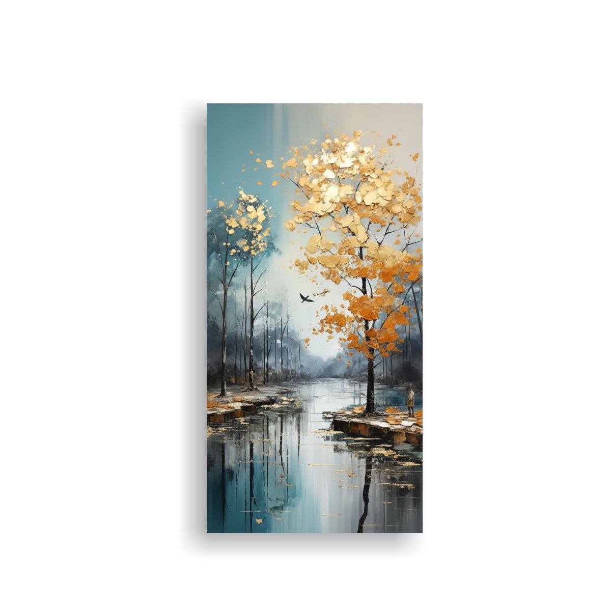 GENERICO - Pintura Abstracta De árboles En Plata Y Oro Con 20x40 Cm