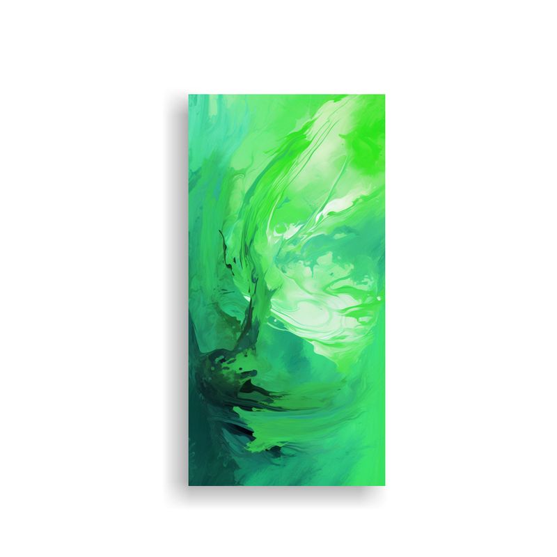 GENERICO - Cuadro Abstracto Verde De Lienzo Para Decoración 40x80 Cm