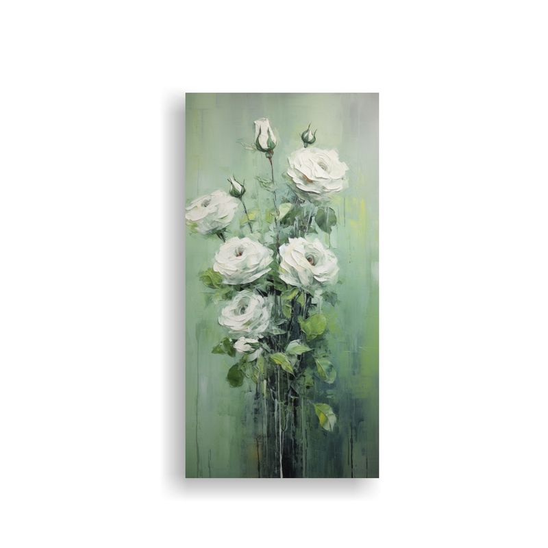 GENERICO - Pintura Lienzo Impactante Verde Rosas Estilo 30x60 Cm