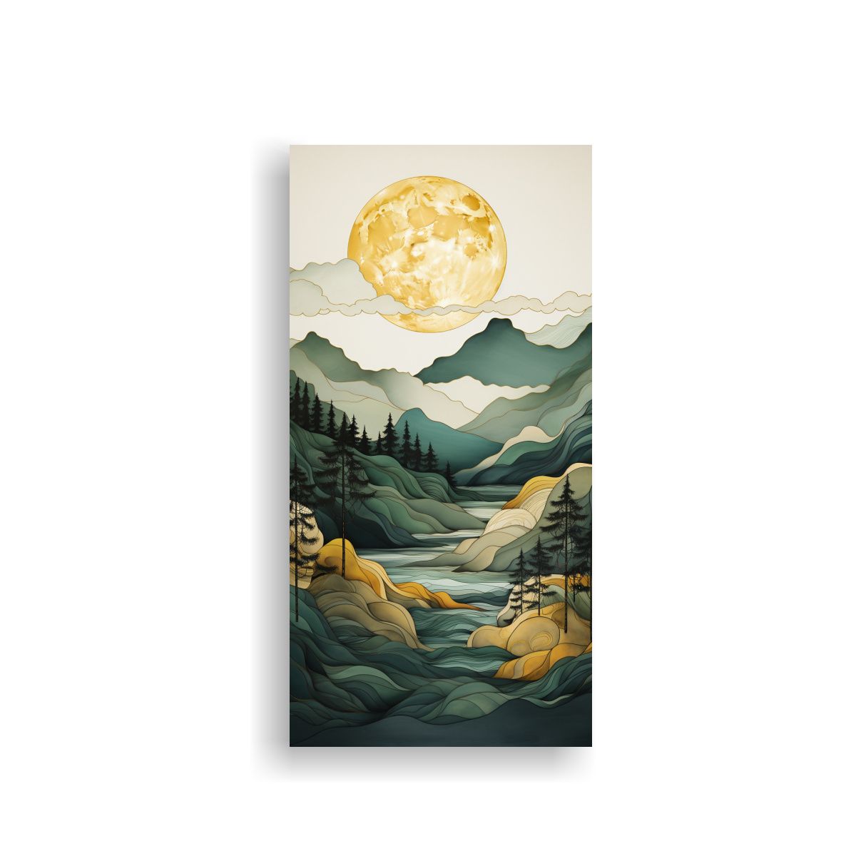 GENERICO - Pintura Minimalista De Montañas En Diferentes 20x40 Cm