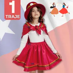 UTILISIMO - Traje Nortino Rojo 3 Piezas Niña Fiestas Patrias Baile Nortino