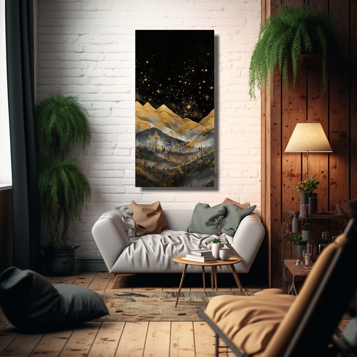 GENERICO - Tela En Bastidor Acuarela Paisaje Montañoso De 80x160 Cm