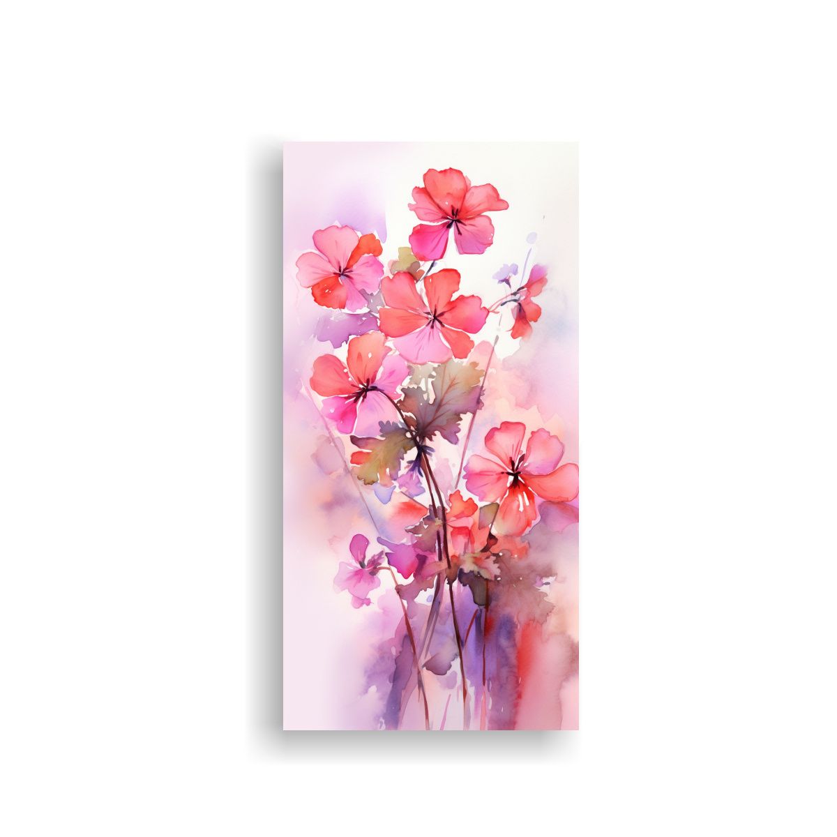 GENERICO - Pintura Abstracta De Flores Geranio En Colores 50x100 Cm