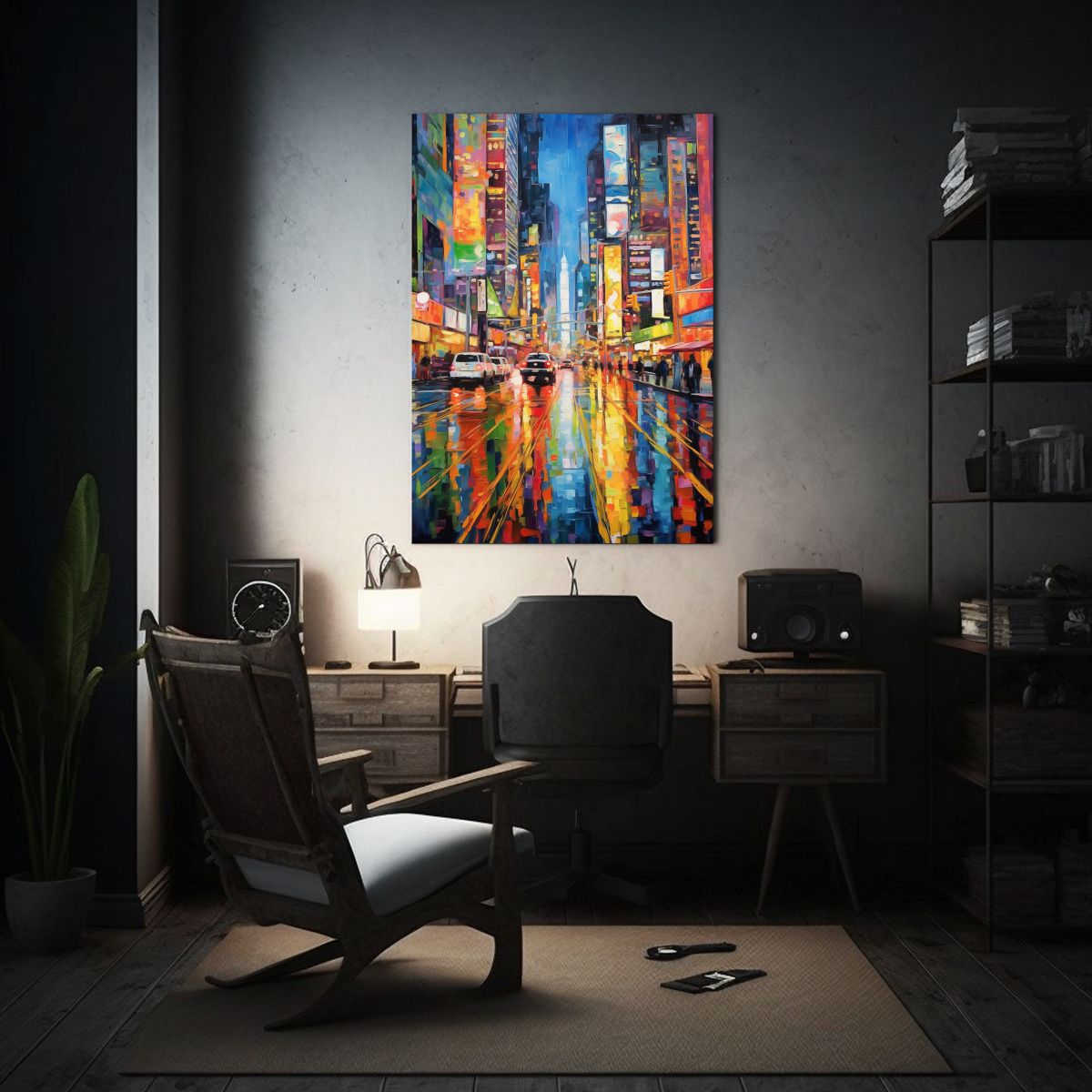 GENERICO - Cuadro Tema Floral Pinta Un Paisaje Urbano Con Un 80x120 Cm