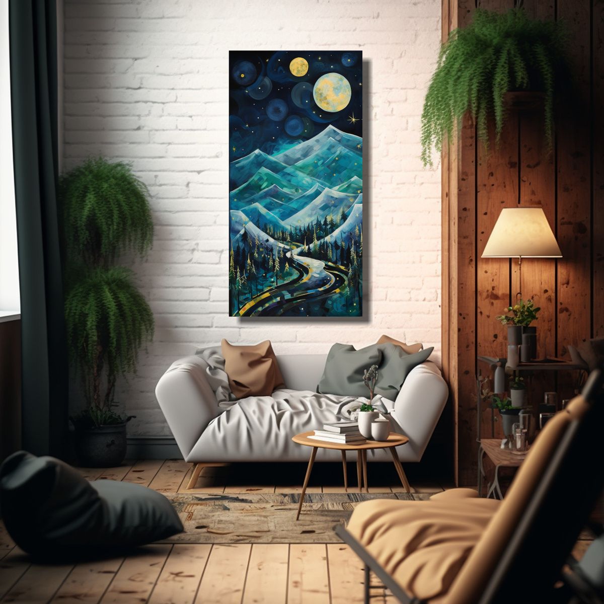 GENERICO - Cuadro De Tela Vintage Con Paisaje Abstracto De 40x80 Cm