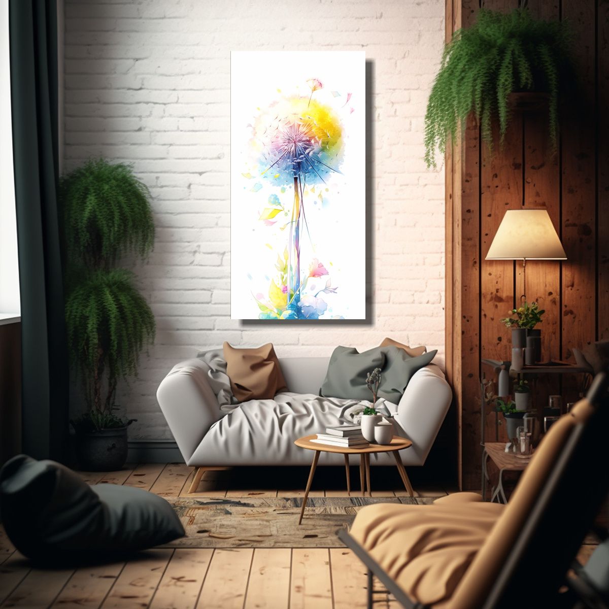 GENERICO - Tela En Bastidor Vertical Flores De Diente De 70x140 Cm