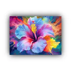 GENERICO - Cuadro Digital De Hibiscos Vibrantes Tema Floral 120x80 Cm