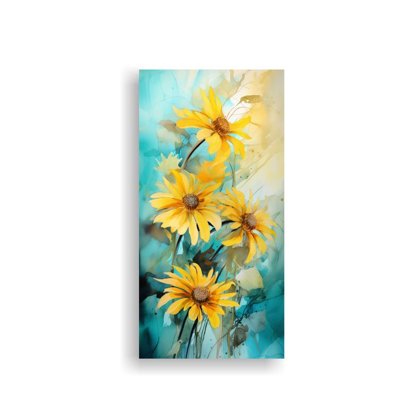 GENERICO - Cuadro Moderno Con Flores De Topinambur En 50x100 Cm