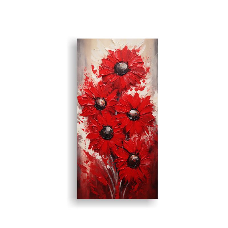 GENERICO - Pintura De Girasoles Temáticos Rojos En Lienzo 50x100 Cm