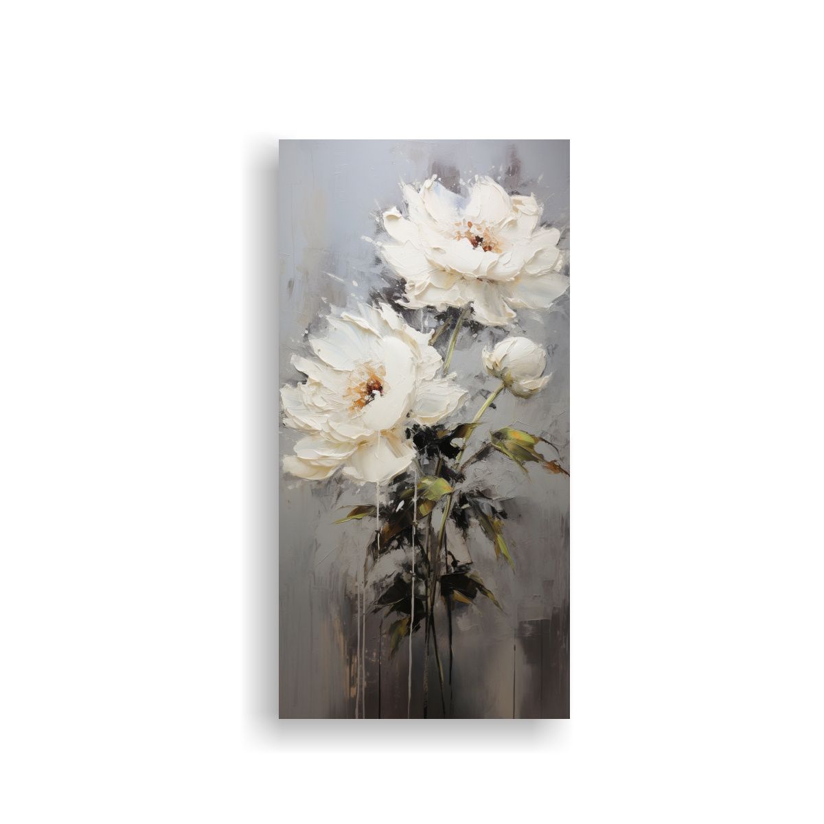 GENERICO - Pintura En Lienzo De Peonías Blancas En El 60x120 Cm